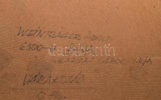 Weintrager Adolf (1927-1987): Várakozás (Lovak). Olaj, farost, jelezve jobbra lent, hátoldalán Weint...