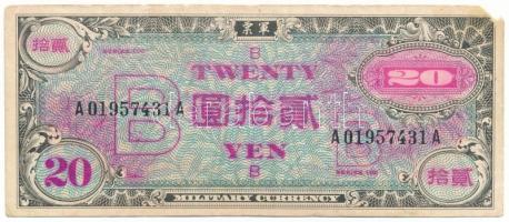 Japán / Szövetséges Katonai Parancsnokság DN(1945) 20Y "B-note" T:VG, pici anyaghiány Japan / Allied Military Command ND(1945) 20 Yen "B-note" C:VG, tiny missing material Krause P#73