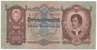 1932. 50P alacsony "D 150 000161" sorszámmal T:F Adamo P14