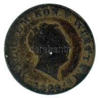 Német államok / Württemberg 1829. 6kr billon "I. Vilmos" technológiai hibás veret: 40 fokb...