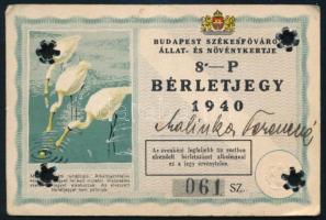 1940 Állatkerti, fényképes bérletjegy