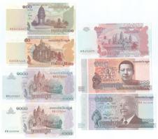 Kambodzsa 2001. 100R + 2002. 50R + 2004. 500R + 2007. 1000R (2x) + 2012. 1000R "Sihanouk király temetése" + 2014. 100R T:UNC,AU Cambodia 2001. 100 Riels + 2002. 50 Riels + 2004. 500 Riels + 2007. 1000 Riels (2x) + 2012. 1000 Riels "Funeral of King Sihanouk" + 2014. 100 Riels C:UNC,AU