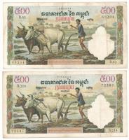Kambodzsa DN(1972) 500R (2x) T:F Cambodia ND(1972) 500 Riels (2x) C:F Krause P#14d