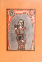 Turi Endre (1935 - ): Női alak, tűzzománc, fémlemez, jelzett, XX. sz. vége. 21x14 cm Fakeretben.