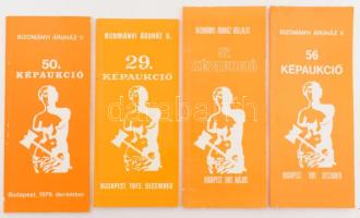 1972-1982 4 darab BÁV képaukciós katalógus, benne az előző árverések leütési listáival.