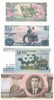 Észak-Korea 1978. 1W + 5W + 1992. 100W + 2005. 200W T:UNC,AU North Korea 1978. 1 Won + 5 Won + 1992. 100 Won + 2005. 200 Won C:UNC,AU