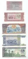 Laosz DN(1962-1975) 1K + DN(1979-1988) 50K + 1988. 500K + 2003. 1000K + 2008. 1000K T:UNC,AU Laos ND(1962-1975) 1 Kip + ND(1979-1988) 50 Kip + 1988. 500 Kip + 2003. 1000 Kip + 2008. 1000 Kip C:UNC,AU Krause P#8, P#29, P#31, P#32A, P#39