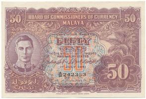 Malajzia / Malaja 1941. 50c "VI. György", "A/34 242353" T:XF Malaysia / Malaya 1941. 50 Cents "George VI", "A/34 242353" C:XF Krause P#10