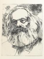 Jelzés nélkül: Karl Marx portréja. Rézkarc, papír. 39,5x29 cm