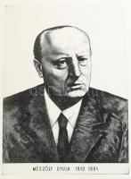 Jelzés nélkül: Mészöly Gyula portréja. Rézkarc, papír. 38,5×28,5 cm