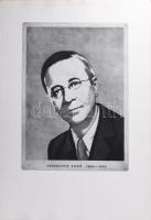 Tassy Béla (1942-): Obermayer Ernő portréja. Rézkarc, papír, jelzés nélkül, 39,5x29 cm