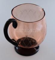 Art deco kancsó. Anyagában színezett, köszörült mintával, jelzés nélkül, hibátlan, m: 18,5 cm