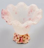 Vintage maratott üveg kínáló, műgyanta talpazatban, m: 13 cm