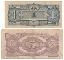 Malajzia / Malaja / Japán megszállás 1942-1945. 1$ "ME" + 5$ "MK", "Banán P...