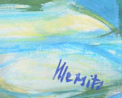 Mersits Piroska (1926-1988): Kanyargó utca. Gouache, papír. Jelezve jobbra lent. Papírra kasírozva. ...