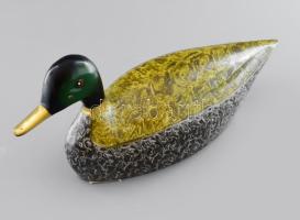 Festett bronz kacsa figura, 25x10 cm