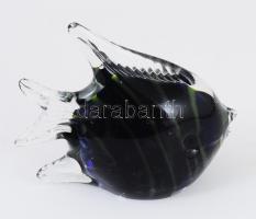 Murano anyagában színezett üveghal, hibátlan, m: 10 cm