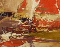 Kiss Elek (1938-1995): "Őseink futva is hágtak". Olaj, farost. Jelezve jobbra középen, hát...