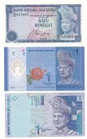 Malajzia 1972-1976. 1R + 2000. 1R + 2011-2017. 1R (polimer) T:AU-F, szép papír Malaysia 1972-1976. 1 Ringgit + 2000. 1 Ringgit + 2011-2017. 1 Ringgit (polymer) C:AU-F, fine paper Krause P#7, P#39, P#51