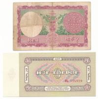 Mongólia 1966. 1T + Nepál 1968-1970. 1R T:AU,VG
Mongolia 1966. 1 Tögrög + Nepal 1968-1970. 1 Rupee ...