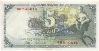 Német Szövetségi Köztársaság 1948. 5M "4S 540618" T:F szép papír Federal Republic of Germany 1948. 5 Mark "4S 540618" C:F fine paper Krause 13.i