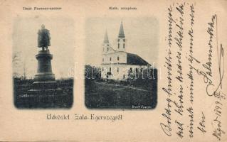 1899 Zalaegerszeg Deák Ferenc szobra és katolikus templom