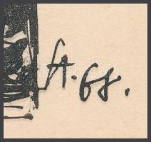 Sobor Antal (1933-2010): Körtánc, 1968. Nyomat, papír. Jelzett. Paszpartuban. 21x9,5 cm