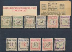 Németország Ruhleben angol fogolytábor 1915 Hadifogolyposta bélyegek 11 érték a sorból (garancia nélkül / no guarantee)