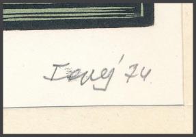 Fery Antal (1908-1994): Jelenet. Fametszet, papír, jelzett, 8x10 cm. Paszpartuban. Hátoldalán a művé...