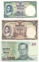 Thaiföld DN(1959-1965) 1B + 5B + DN(2003-2013) 20B T:AU Thailand ND(1959-1965) 1 Baht + 5 Baht + ND(2003-2013) 20 Baht C:AU Krause P#74, P#75, P#109