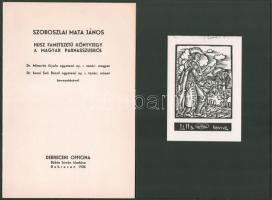 Szoboszlai Mata János: Husz fametszetű könyvjegy a magyar parnasszusról. Dr. Mitrovits Gyula magyar,...