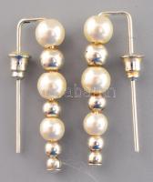 Ezüst (Ag) fülbevaló pár, tekla gyöngyökkel jelzés nélkül, bruttó 2,6g