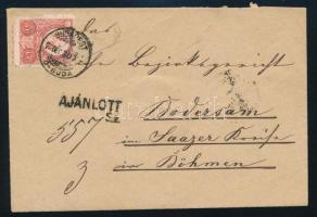 1873 Festékfoltos, képbe fogazott Réznyomat 5kr + elfogazott 10kr ajánlott levélen "BUDAPEST Ó-BUDA" - "PODERSAM"