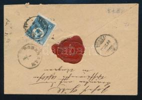 1873 Festékfoltos, képbe fogazott Réznyomat 5kr + elfogazott 10kr ajánlott levélen "BUDAPEST Ó-...