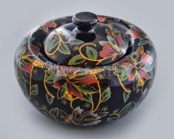 Olasz fedeles edény, jelzett, kis kopással, d: 23 cm, m: 16 cm