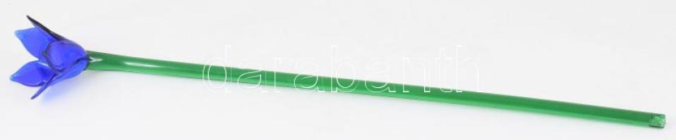 Hosszúkás üveg virág, végén kis sérüléssel, h: 49 cm