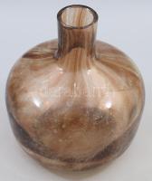 Barnásan színezett design üvegváza, jelzés nélkül, hibátlan, m: 17 cm