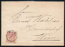 1871 Kőnyomat elfogazott 5kr levélen "PEST" - Wien