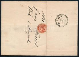 1871 Kőnyomat elfogazott 5kr levélen "PEST" - Wien