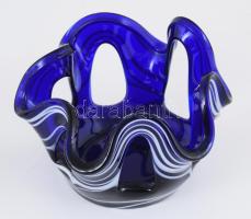 Lavorato a Mano áttört asztaldísz, címkével jelzett, hutaüveg, hibátlan, d: 14 cm, m: 10 cm