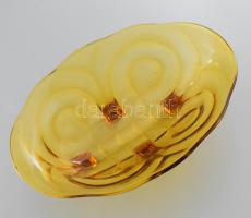 Borostyánszínű kínáló, jelzés nélkül, hibátlan, 29x20 cm