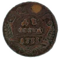 Orosz Birodalom 1735. Denga (1/2k) Cu T:F patina
Russian Empire 1735. Denga (1/2 Kopeck) Cu C:F pat...