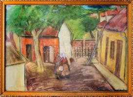 Olvashatatlan jelzéssel: Tere-fere. Pasztell, papír. Dekoratív, üvegezett fakeretben, 48×68 cm