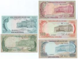 Dél-Vietnám DN(1972) 50D + 100D + 200D + 500D + 1000D T:AU, közte 2db F South Vietnam ND(1972) 50 Dong + 100 Dong + 200 Dong + 500 Dong + 1000 Dong C:AU, including 2pcs F Krause P#30, P#31, P#32, P#33, P#34