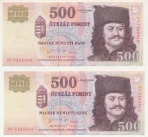2006. 500Ft "A forradalom 50. évfordulója 1956. október 23." (2x) sorszámkövetők "EC 7255510 - EC 7255511" T:UNC,AU Adamo F54E