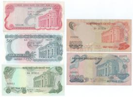 Dél-Vietnám DN(1969) 20D + 50D + DN(1970) 100D + 500D + DN(1971) 1000D T:XF-F, egyiken tűzőgéplyukak South Vietnam ND(1969) 20 Dong + 50 Dong + ND(1970) 100 Dong + 500 Dong + ND(1971) 1000 Dong C:XF-F, one with stapler holes Krause P#24, P#25, P#26, P#28, P#29