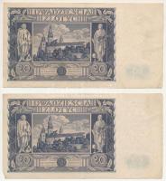 Lengyelország 1936. 20Zl (2x) sorszámkövetők "CI 6994149 - CI 6994150" T:F erős papír, fol...