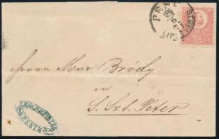 1871 Kőnyomat 5kr levélen "PEST LIPÓTVÁROS" - S. Szt. Péter
