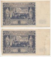 Lengyelország 1936. 20Zl (2x) egy ugrásos sorszámkövetők "CX 7355321, CX 7355323" T:F erős...