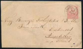 ~1873 5kr díjjegyes boríték "HOSSZUFALU" - "BRASSÓ" - Árapataka